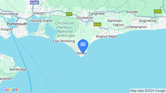 Selsey Bill Tide Location Pin on Map