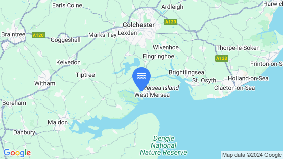 West Mersea Tide Location Pin on Map